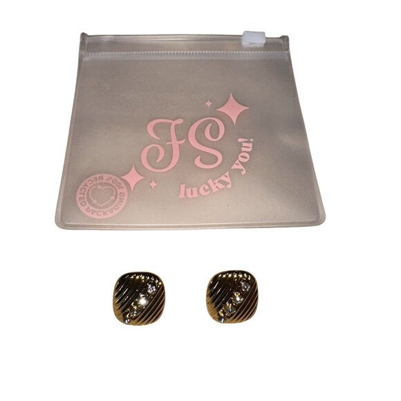 NWOT Frasier Sterling Stella Earrings Gold Plated Cubic Zirconia - Picture 1 of 5